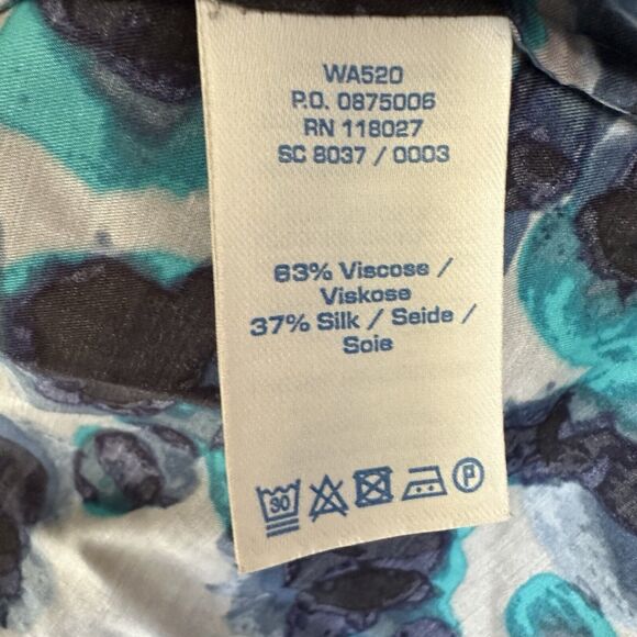 Boden Eliza Silk Blend Watercolor Print Blouse Blue Size 6 - Picture 6 of 9